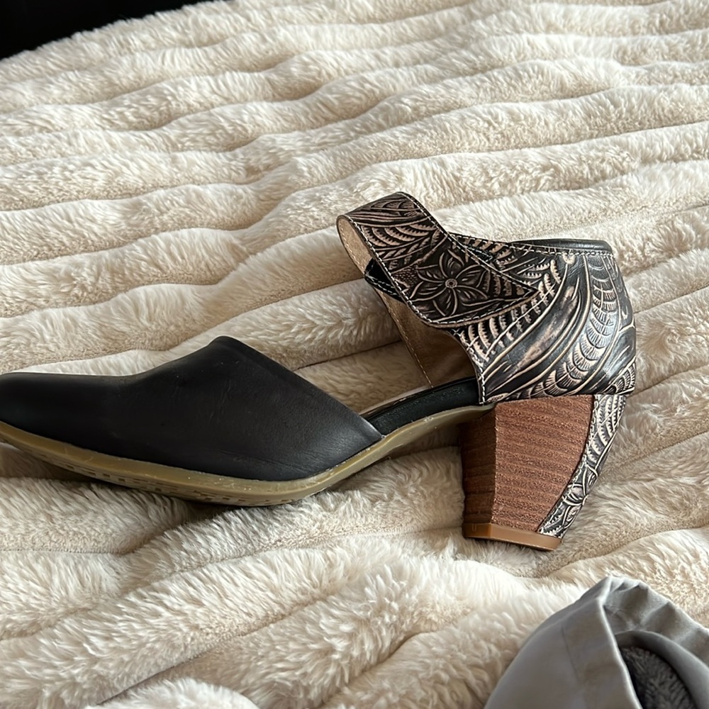 Black and Tan shoes with engraved details